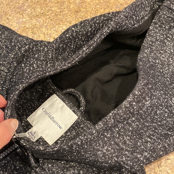 NWT Croft & Barrow Black Tweed Lined Zip Up Hooded Jacket or Coat Large - Picture 4 of 14